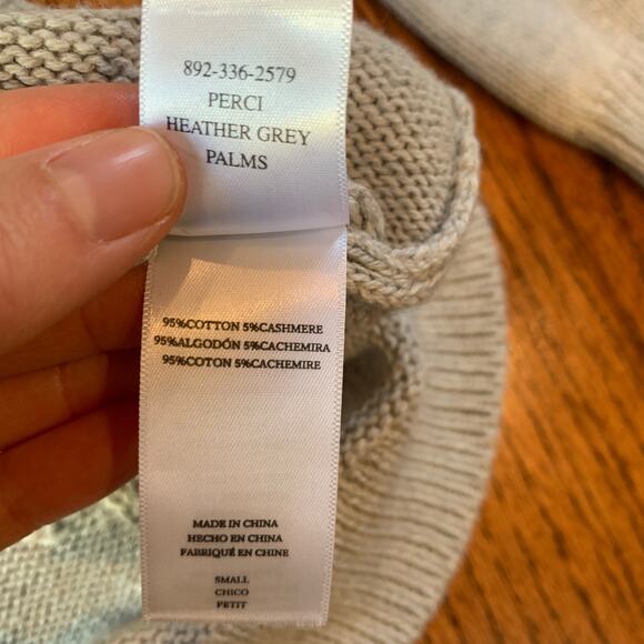 Rails Perci Palm Tree Cotton Cashmere Crewneck Sweater | Gray White | Small - Picture 11 of 11